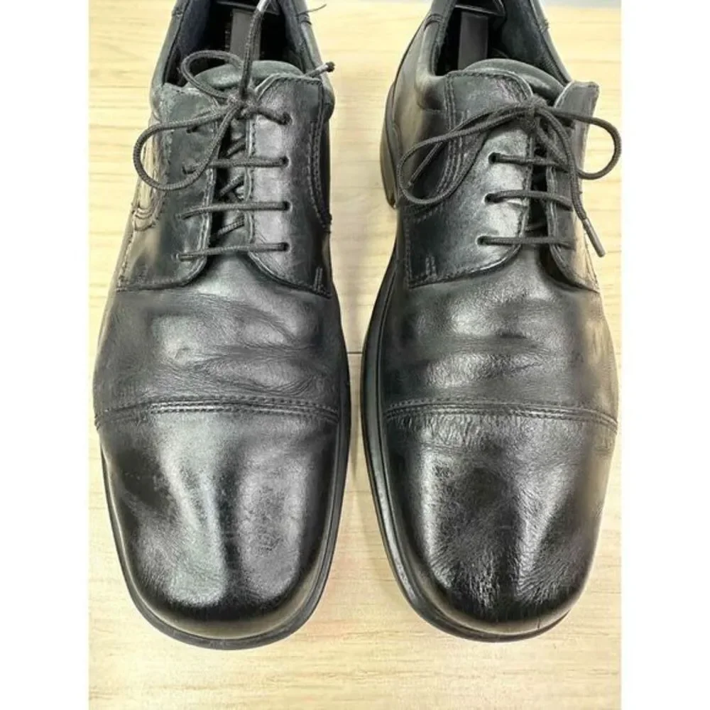 ECCO Shoes Mens EU 44/US 10 Black Leather Lace Up Captoe Oxford Dress‎ Comfort